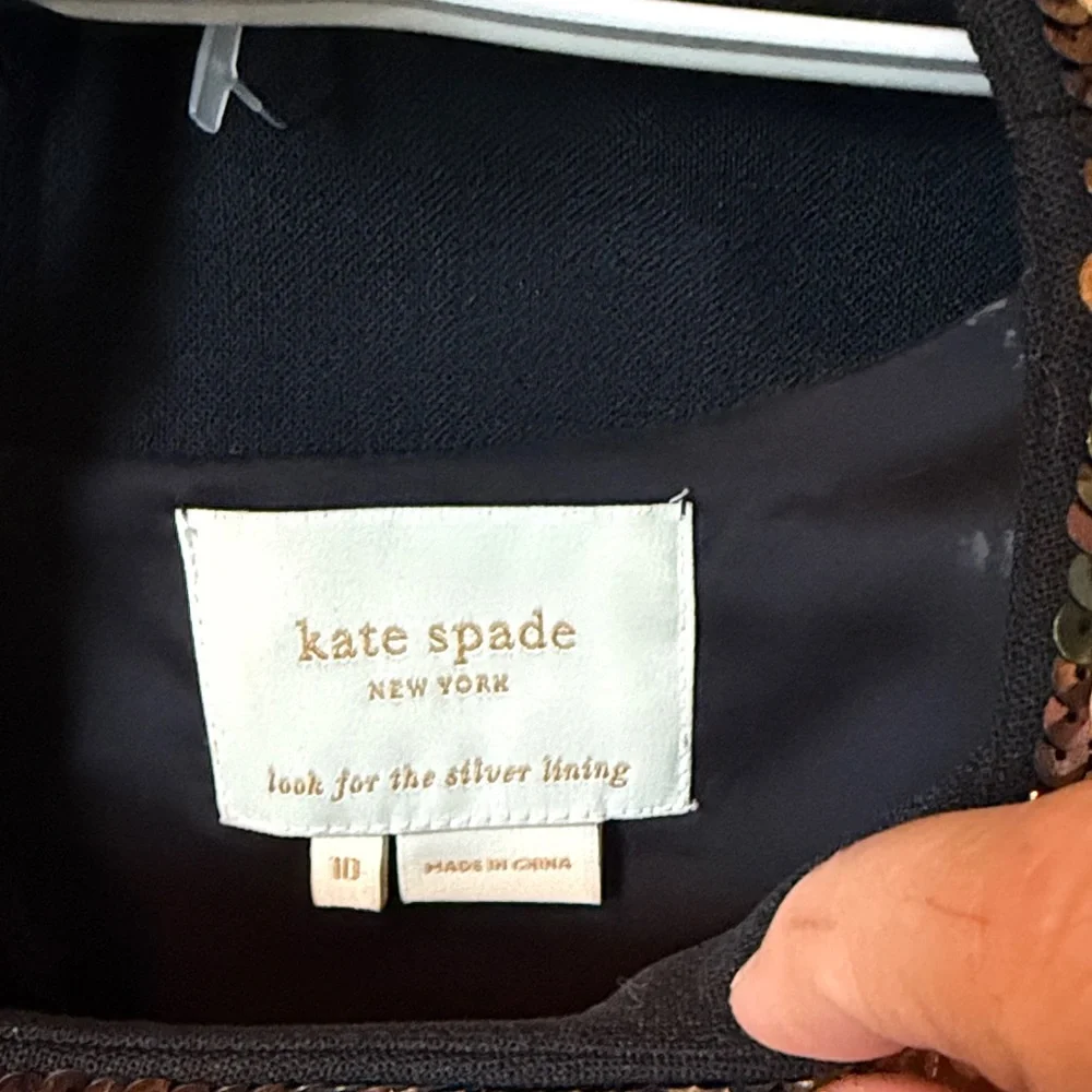 Kate Spade Shimmer beaded Dress with Gold Accents- worn about 3times. 385 retail